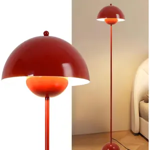 Modern Floor Lamp for Living Room, Industrial Tall Standing Lamp for Bedroom, Metal Shade Reflecting Light Reading Floor Lamp for Office,  Room, Corner(Dark Red)