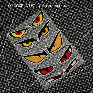 1PC Attitude-Filled "Demon Eyes Reflective" Logo Fun Sticker, Multipurpose Car Decal, Suitable for Family Car Side Doors, Bike Frames, Tablet Cases, Thermos Cup Decor, Personalized Night Warning Hardcore Style Body Decal