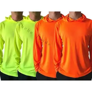 Shirt Pack High Visible Long Sleeve Safety Shirt with Hoodie, Quick Drying Polyester Mesh/Ultra Light Hoodie Shirt Reflective Thin Hoodie Long Sleeve (4 shirts per order) Work Men's Wear • Funny