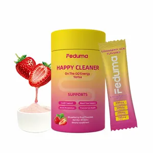Feduma Happy Cleaner Cutting Drink Mix Berberine Chromium 5-HTP Yerba Mate Magnesium Strawberry Flavor 30 Sticks