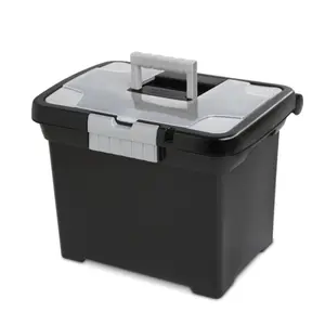 Durable Lightweight Portable File Box with Snap-tight Lid and Carrying Handle