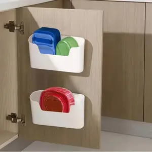 Under Sink Organizer, 2 Counts Kitchen Wall Mounted Adhesive Storage Rack, Multifunctional Cabinet Door Storage Box, Bathroom Organizer