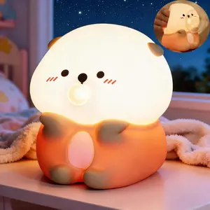 Bubble Blowing Sea Otter Night Light, Otter Gifts, Soft Silicone Lamp with Warm Light and RGB Changing, Breastfeeding Nursery Portable Kawaii Bedside Lamp for Baby, Toddler, Boys and Girls