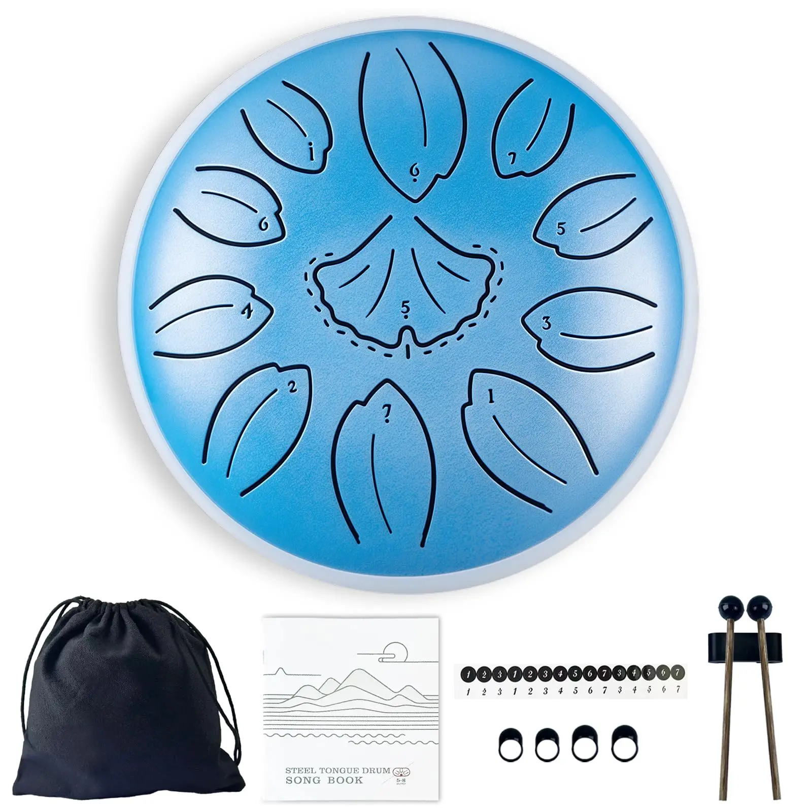TUOKING Rain Drum for Outside Steel Tongue Drum 6 Inch 11 Notes C Key Handpan Drum for Adults and Beginners Sound Healing Musical Instrument for Meditation, Yoga, Music Lovers(Blue,Black,Green) Quiet Mesh Electronic Set Transparent Metal Kit fun activity