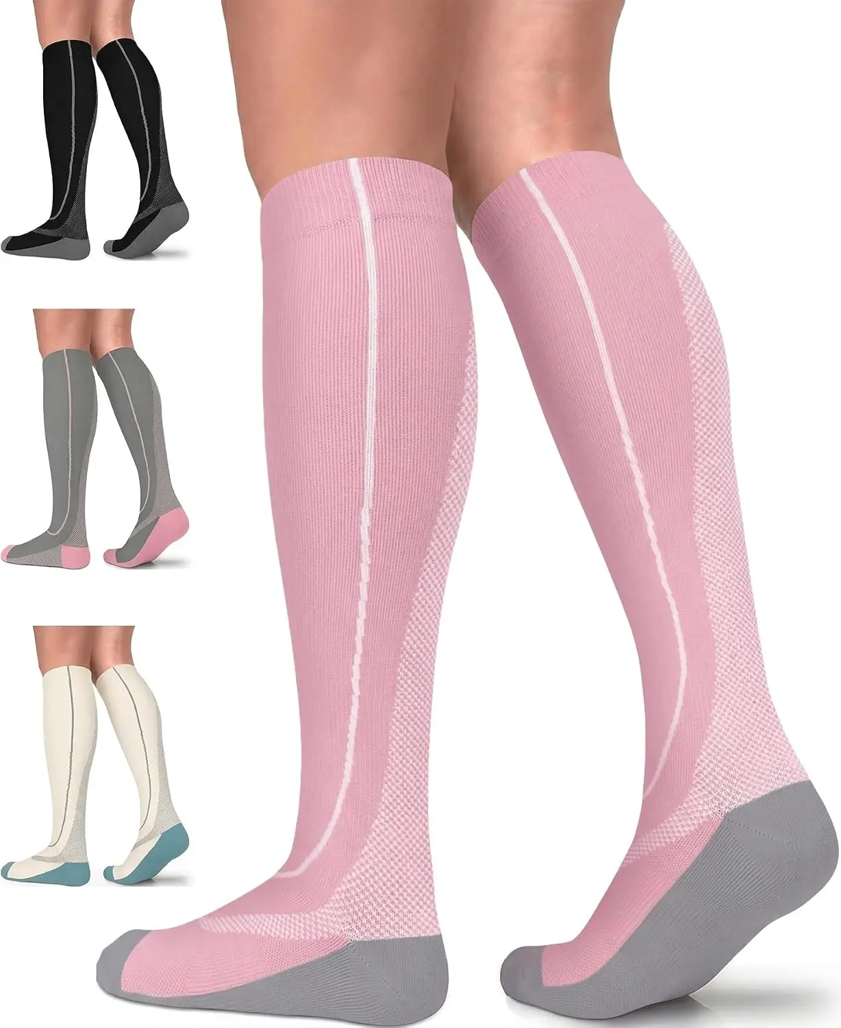Compression Socks for Women & Men Graduated Support Knee High Socks for Pregnancy, Running, Travel, Nurse, Daily Wear