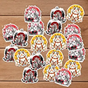Stickers Pack 20 Pcs Kurama Car Nine Water Vinyl Bottle Tails Laptop Luggage Guitar Bike Colorful Skateboard Waterproof Aesthetic Bumper