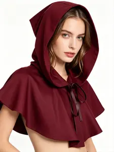 Retro hooded lace-up short cape, multi-color design, medieval, gothic style, cosplay outerwear shawl