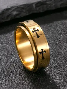 Stainless Steel Men's Jesus Cross Engraved Ring, Vintage Religious Wedding Band, Durable Christian Jewelry Gift for Faith Occasions, Stacking Rings, Unique Rings, Stackable Rings, Stackable Finger Rings, Inspirational Jewelry