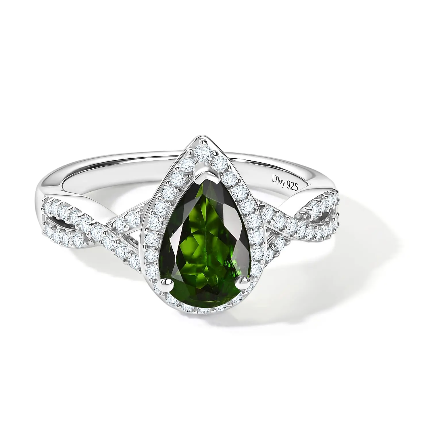 D'Joy Chrome Diopside, Moissanite Infinity Crown Ring in Rhodium Over Sterling Silver (Size 10.0) 1.60 ctw