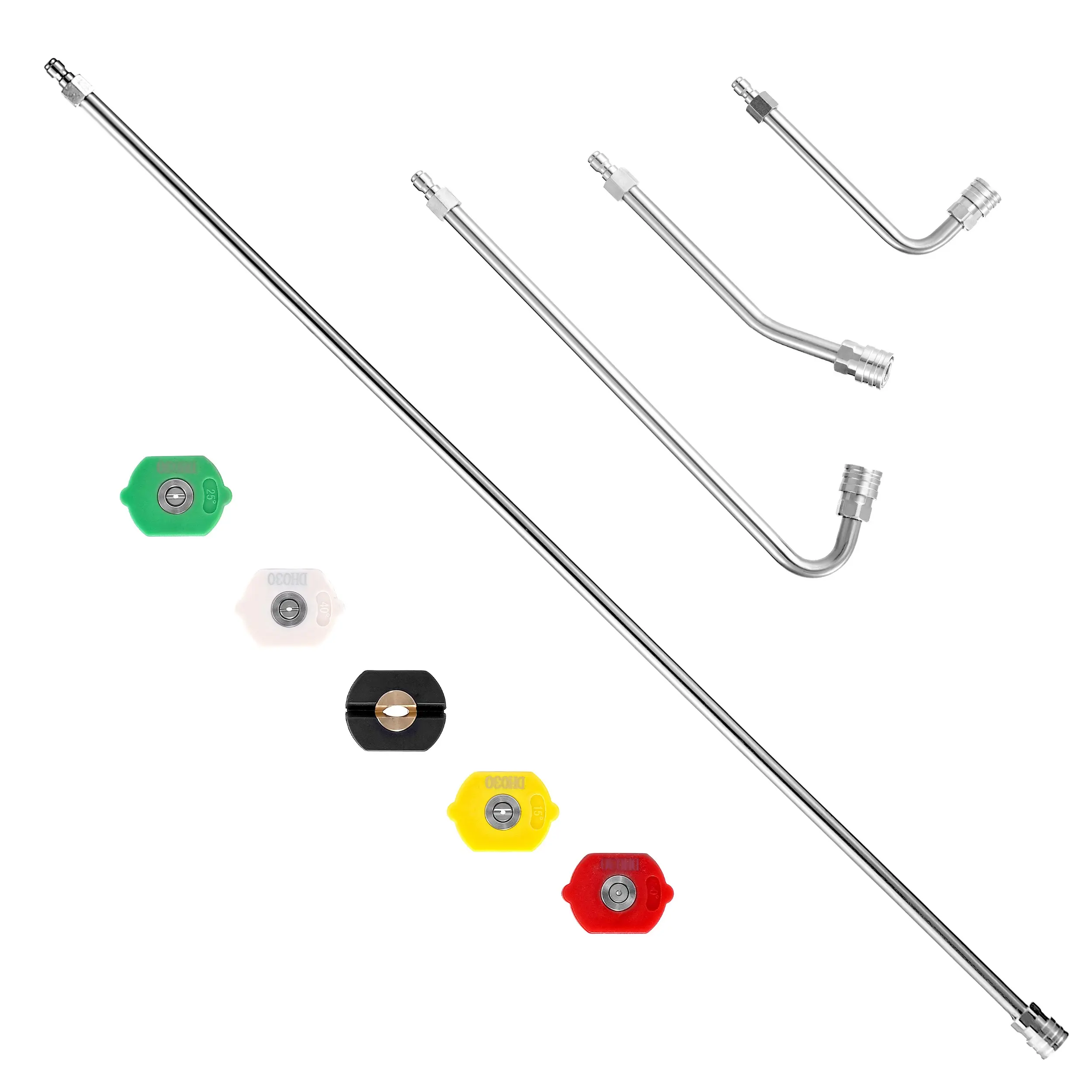 M Mingle Pressure Washer Extension Wand - Roofing Tools Accessories 120 Inch with 5 Nozzle Tips, 30°/90°/120° Curved Rod, 1/4'' Quick Connect
