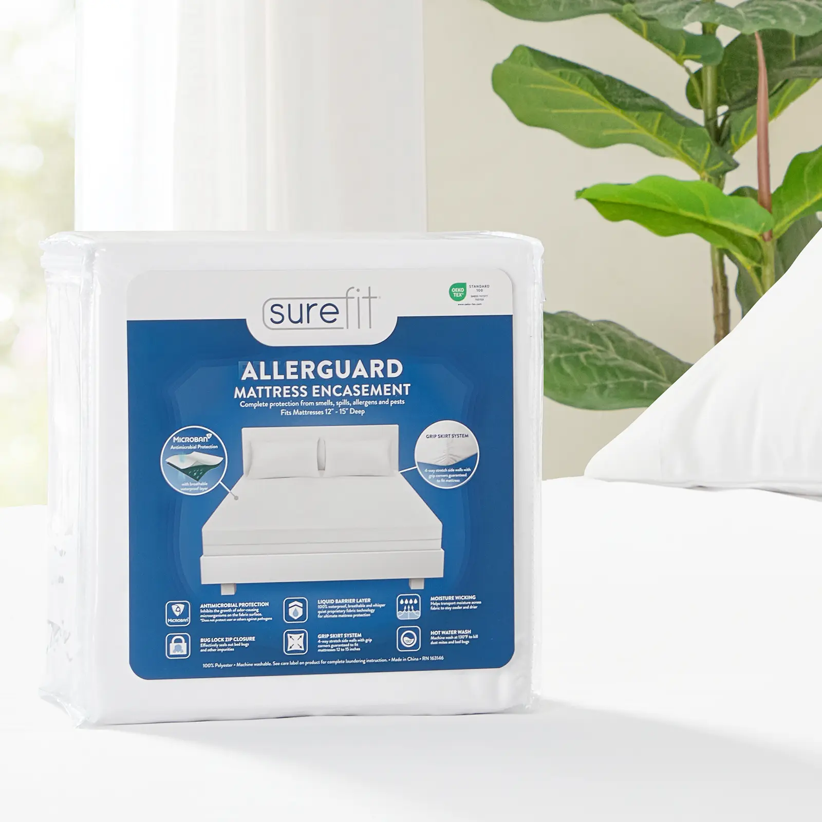 Freshguard Essential & Allerguard Zipped Mattress Encasement, Waterproof & Breathable, Quiet, Odor-Resistant Mattress Protector, 6-Sided Encasement Design, Fits 6"-15" Mattresses, Washable, Zippered Mattress Cover