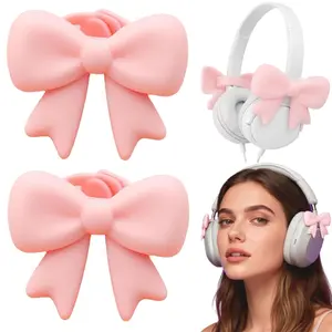 2 Piece Silicone Earphone Accessories Set, Portable Bow Design, Ideal for Cross-Border Use, Enhance Your Headphones Decor
