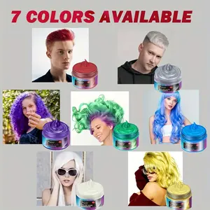 Rozino Temporary Hair Color Wax - 7 Vibrant Shades Red Green Blue Purple White Gray Gold - Creamy Texture Easy Application Washable Damage-Free for Parties Cosplay Fashion Looks
