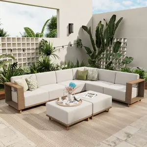 Phivilla Outdoor Patio Furniture Set - Sectional Rattan Wicker Sofa Couch, 10" Thick Waterproof Cushions, Assembly Required, Garden Use, Mother's Day Gift