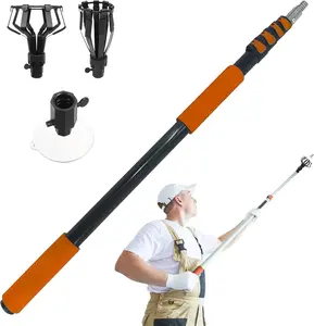 20FT Reach Light Bulb Changer for High Ceilings, Light Bulb Changer with Baskets and Suction Cup for Recessed Lights with 3-12FT Telescoping Extension Pole