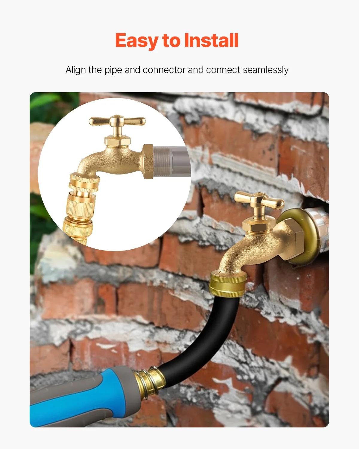 Outdoor Garden Brass Water Faucet Spigot Hose Bibb Connection High Flow Garden Hose Adapter
