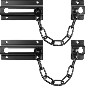 2 Pack Door Chain Lock Black,  Door Chain Lock, Thickened Door Lock Chain with 12 Screws, Stainless Steel Chain Locks for Inside Door