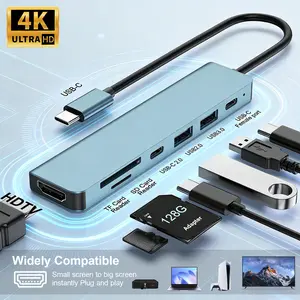 USB C Hub 7 in 1 Multiport Adapter ,4K HDTV, 100W Power Delivery,  SD/TF Card Reader, USB C Compatible with  MacBook Pro/Air, iPad Pro, iMac, iPhone 16 Pro/Pro Max, XPS, Thinkpad