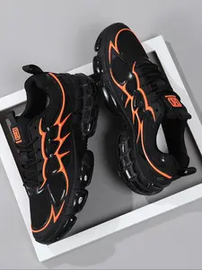 Men's Sporty Colorblock Athletic Sneakers Fashion Footwear, Breathable Mesh Upper & PU Material Sole, Trendy Casual Shoes for All Seasons