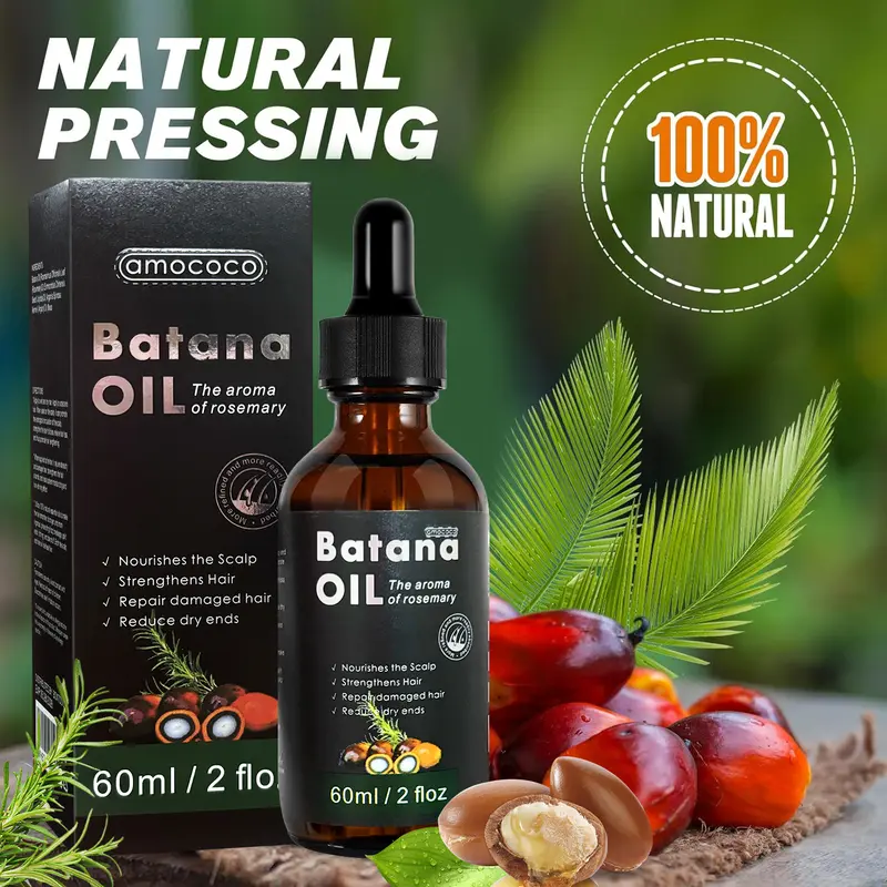 Batana Hair Nourishing Oil 60ml Haircare Product for All Hair Types - Hydrating Treatment That Deeply Moisturizes Strands, Locks in Moisture, Boosts Natural Shine, Smooths Dryness & Frizz, Enhances Manageability