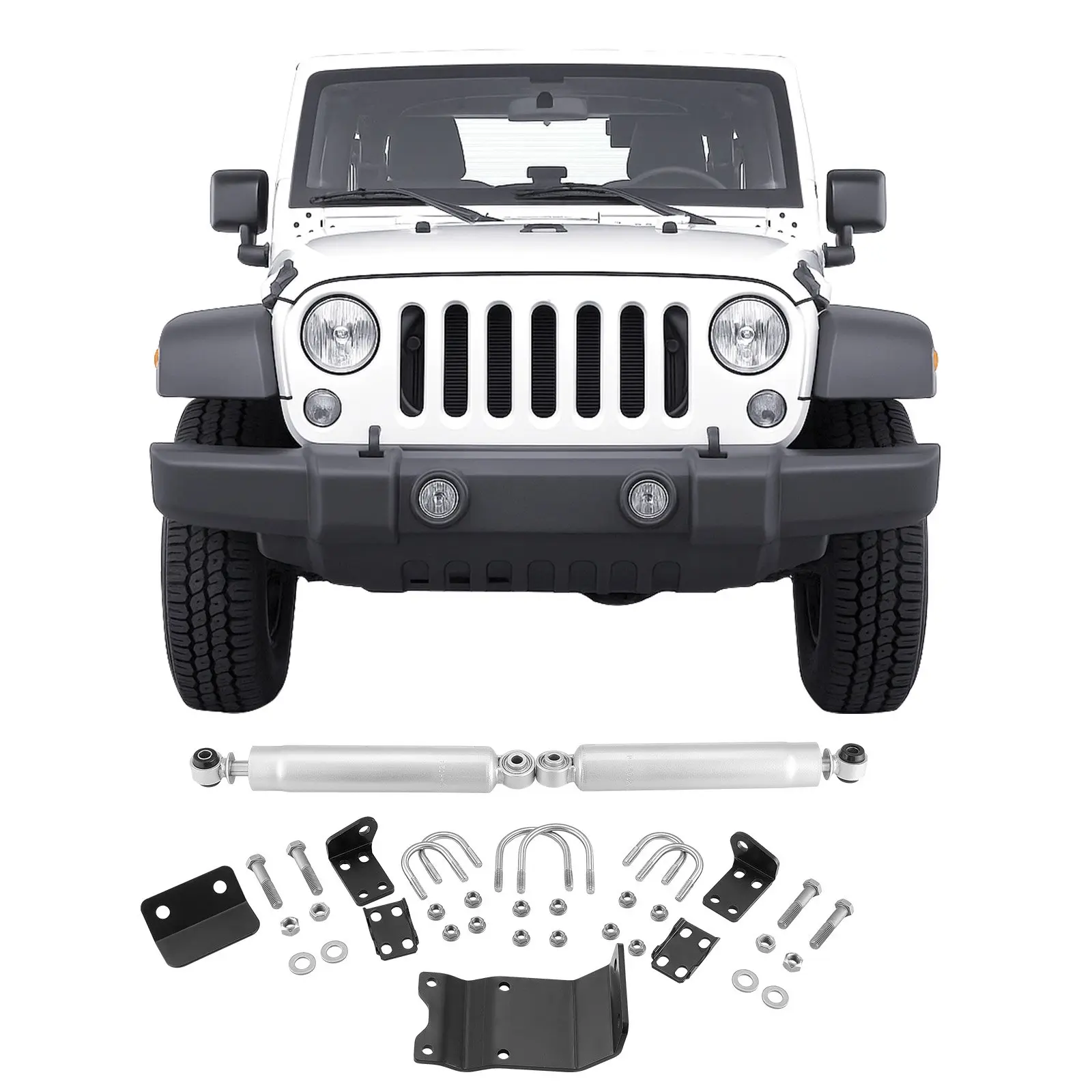 VEVOR Dual Steering Stabilizer Kit (Dual Stabilizers) for 2007-2018 Jeep Wrangler JK, Fits 2 In Suspension Lift or Higher, Enhances Control, Reduces Vibration, Easy Installation