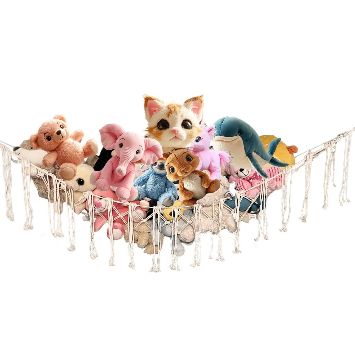 Large Stuffed Animal Storage Hammock Net, Corner Design for Space Saving Storage and Organized Toys, Durable Fabric Material, Ideal for Kids' Rooms & Play Areas,Jimbo Size(XL)