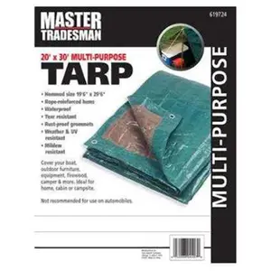 212 MAIN Master Tradesman RD UV Resistant Canopy, 20x30 ft Large Waterproof Polyethylene Tarp with Rope Hems, Hunter Green & Brown Furniture Cover, Waterproof Tarp