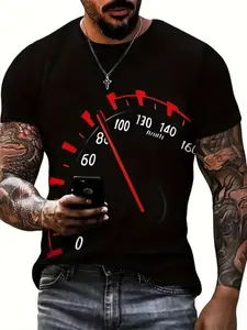 Men's Quick-Dry 3D Digital Print T-Shirt, Breathable Polyester Geometric Pattern, Fitted Short Sleeve Gym Top, Athletic Training Apparel, All-Season Wear, Active T Shirts, Activewear T Shirt, Gym Athletic Clothes, Gym Tees, Sports Tee