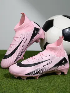 Sporty Football Shoes, Safe Comfortable Fashion Lace-Up Long Stud Training Soccer Shoes, Medium Width, Less Than Ankle Height, Soccer Cleats, Football Field Boots