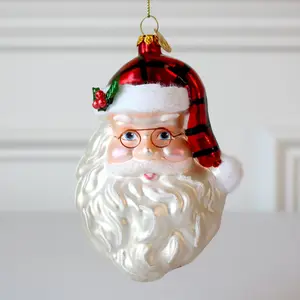 Cheerful Santa Glass Christmas Ornaments