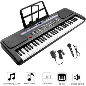 Piano Keyboard, 61 Keys Gift Teaching for Beginner, Electronic Keyboard Portable Digital Music Keyboard,60 Demo Songs,200 Tones,200 Rhythms, Early Education Music Instrument with Microphone & Music Sheet Stand