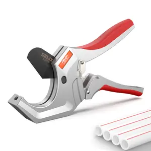 DELIXI PVC Pipe Cutter, Cuts Up to 2-1/2" Ratchet Heavy-Duty SK5 High-Hardness Blade, 63mm Opening Aluminum Alloy Body Ratcheting for PVC, PPR, PE, PEX, Plastic Hoses & Plumbing Pipes Tube Cutter Pipe Cutting Tool