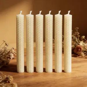 6-pack / 12-pack white beeswax taper candles, 20x1.5cm unscented honeycomb candles, smokeless, ideal holiday gift, suitable for home decoration, weddings, churches, yoga, Christmas, and gifting