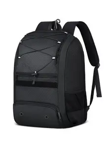 BASEBALL BACKPACK OXFORD FABRIC SPORTS TRAINING EQUIPMENT BAG WITH BAT HOLDER & SHOE COMPARTMENT FOR YOUTH ADULT, BLACK