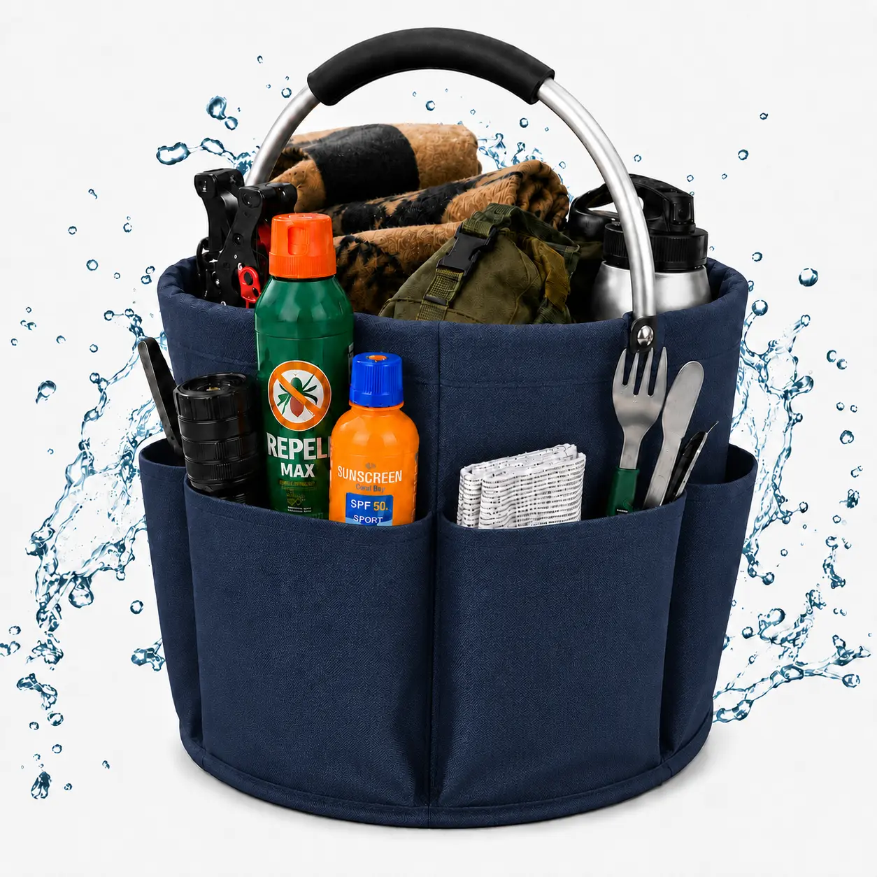 Cleaning Caddy for Cleaning Supplies, 17L Cleaning Supply Caddy with Handle Foldable Cleaning Supplies Organizer Bucket Tool Bag Organizer Cleaning Products Organizers for Home, Garden (Black)