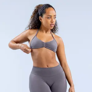 (with logo) DFYNE Impact Strappy Bra Ultra Soft Fabric Sports Bra Quick-Dry Compression Fitness Set