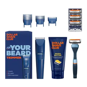 Dollar Shave Club Men's Beard & Shave Bundle – For Your Beard Trimmer + Diamond Grip Handle + Signature 6-Blade Refills + Shave Butter