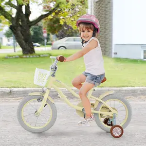 COSTWAY - 14 Inch Kids Bike Adjustable with Training Wheels Ages 3-8 Years Olds-14 inches
