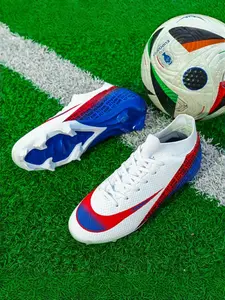 Unisex Black-Yellow-Red Gradient Stud Soccer Cleats, Football Boots, Soccer Shoes, Racing Style, Color-Block Texture, High-Top Sock Fit, Non-Slip Stud Sole, Stable Traction, Ideal for Soccer Matches & Training