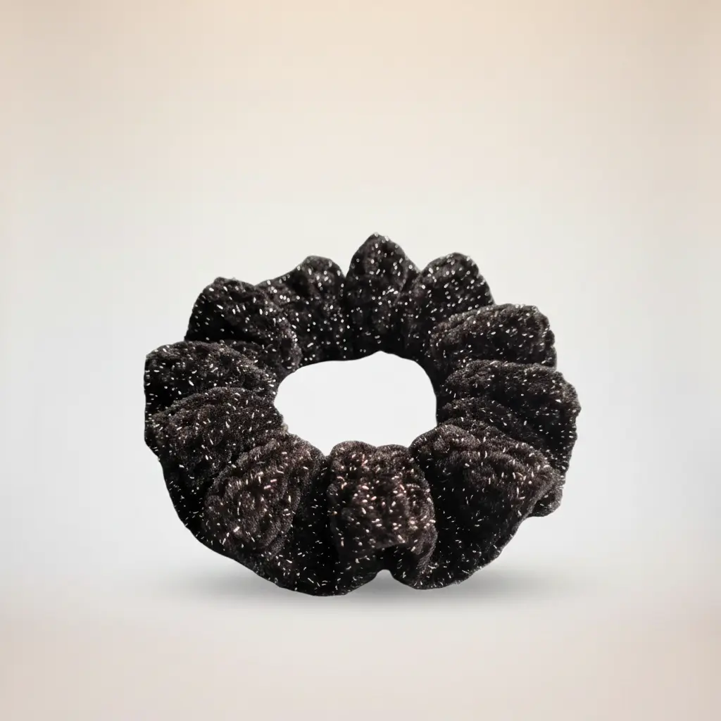 Black Sparkle Velvet Scrunchie