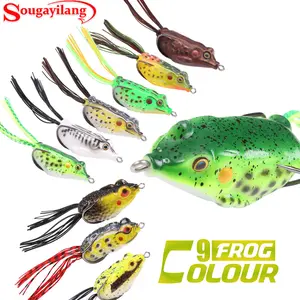 Sougayilang 9 Frog Colour Topwater Fishing Lures 0.42oz 2.36in Lifelike Artificial Bait with 2 Strong Hooks for Saltwater & Freshwater Crankbaits Enhanced Sensitivity Durable Construction loudest ding rod Kit with Tackle Box crab trap halloween decoration