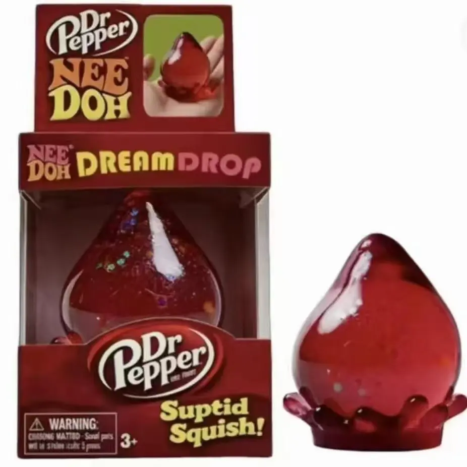 Dr Pepper NeeDoh Dream Drop Glitter Raindrop Squishy Toy, Soft Squeeze Stress Relief Fidget Toy for Kids Adults