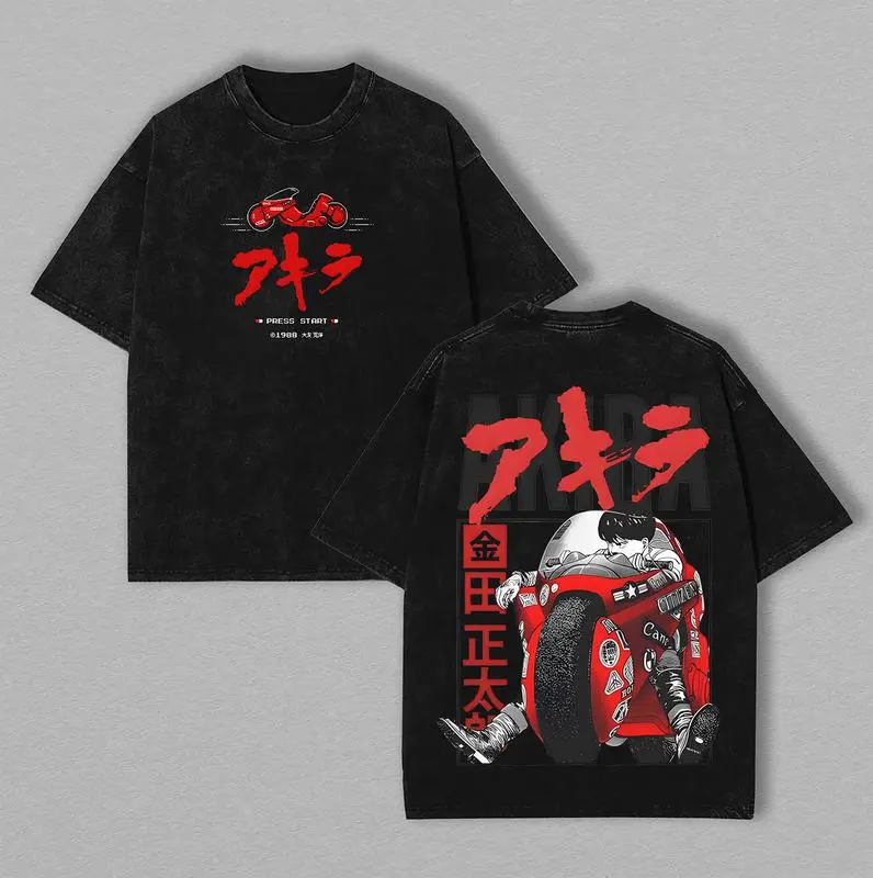 Akira Shirt, Akira Good for Health Bad for Education, Anime Unisex Oversize Acid Wash Sweatshirt hoodie T-shirt Cotton Fabric