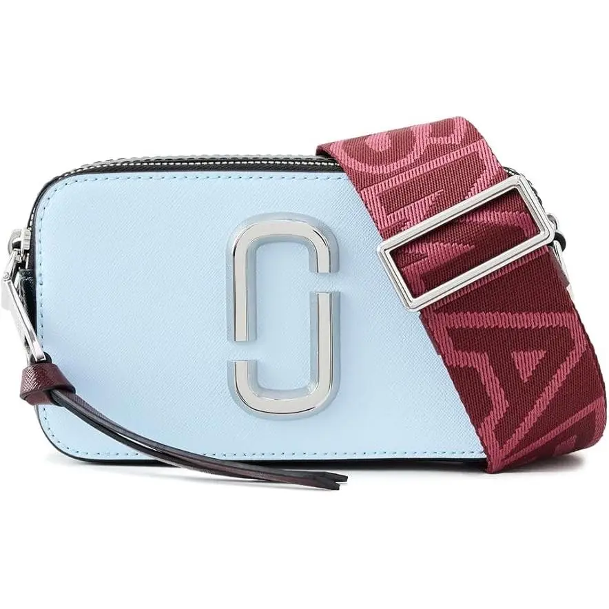 Marc Jacobs The Snapshot Crossbody Bag - Cloud Blue 2S3HCR500H03-456, Runway, Adjustable Strap, Colorblock, Dual Top Zipper, Dust Bag Included, Leather, One Size