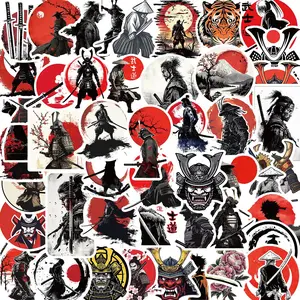 Samurai Pattern Sticker, 50pcs/set Japanese Warriors Spirit Sticker, Waterproof Graffiti Decals for Car Bumper Hard Helmet, Car Decorative Sticker
