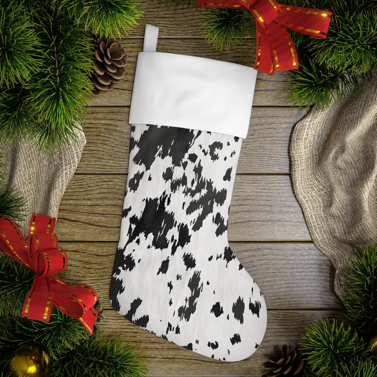 Cow Print Holiday Stocking