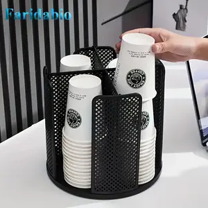 Versatile, High-Capacity 360 Rotating Cup Holder - Durable PP Material, Perfect for Coffee Shops, Offices & Homes - Available in Gray, White, Black