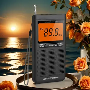AM/FM Portable Radio with Digital Clock, Multifunctional Desktop Clock Radio with LCD Display, Support Auto Scan Radio with Manual FM Selection, Handheld Radio