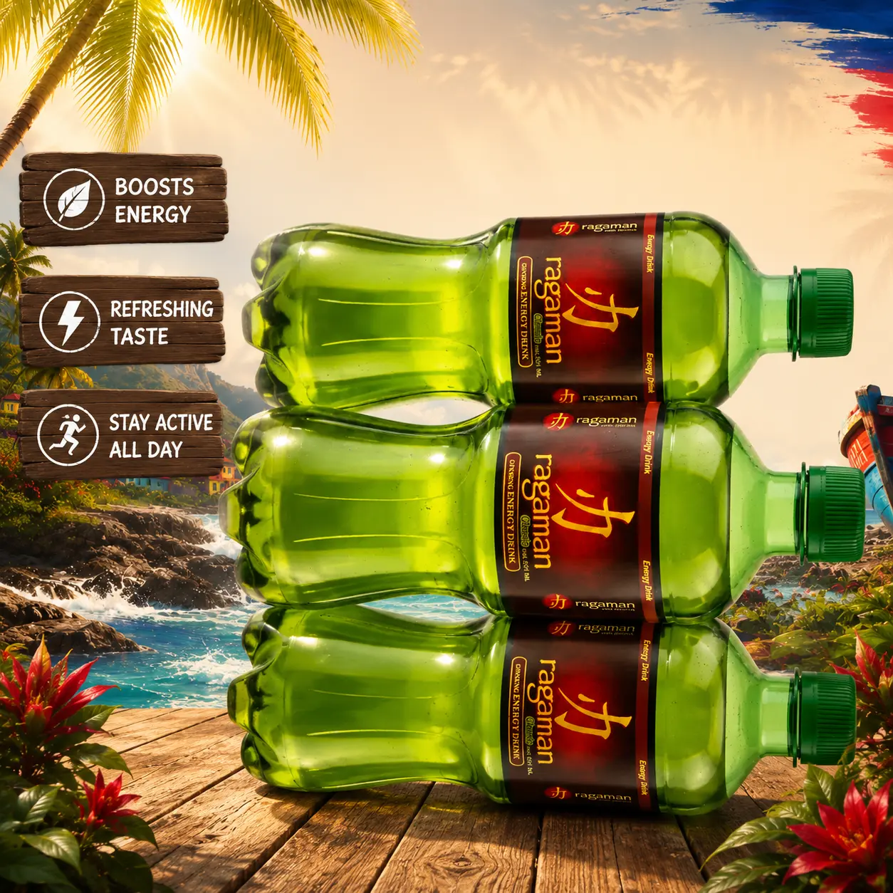 Ragaman Energy Drink From Haiti - Pack of 6 Sport Ginseng