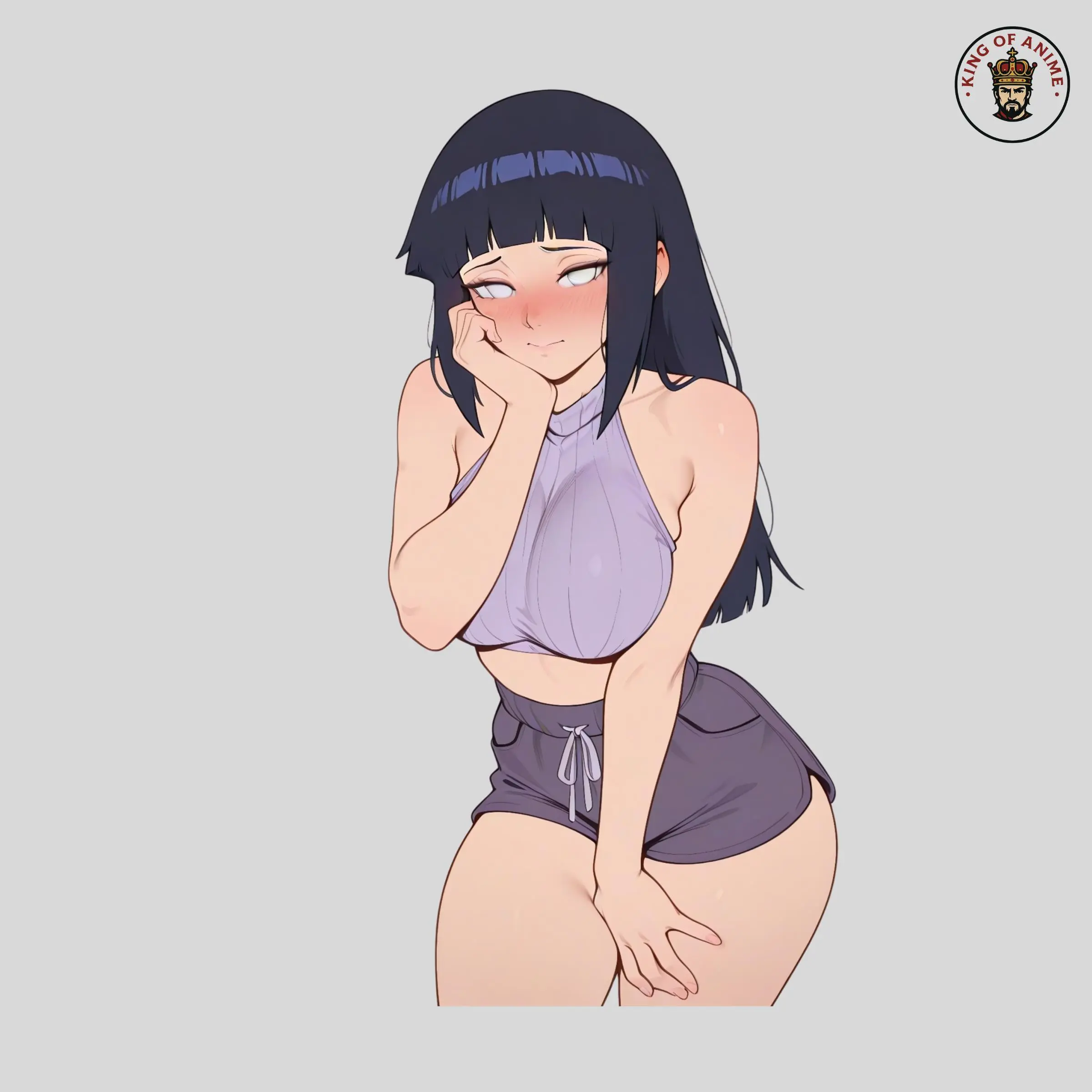 Hinata Anime Girl Vinyl Sticker, Cute Purple Outfit Decal For Laptop, Water Bottle, Phone, Notebook, Car, Manga Style Gift